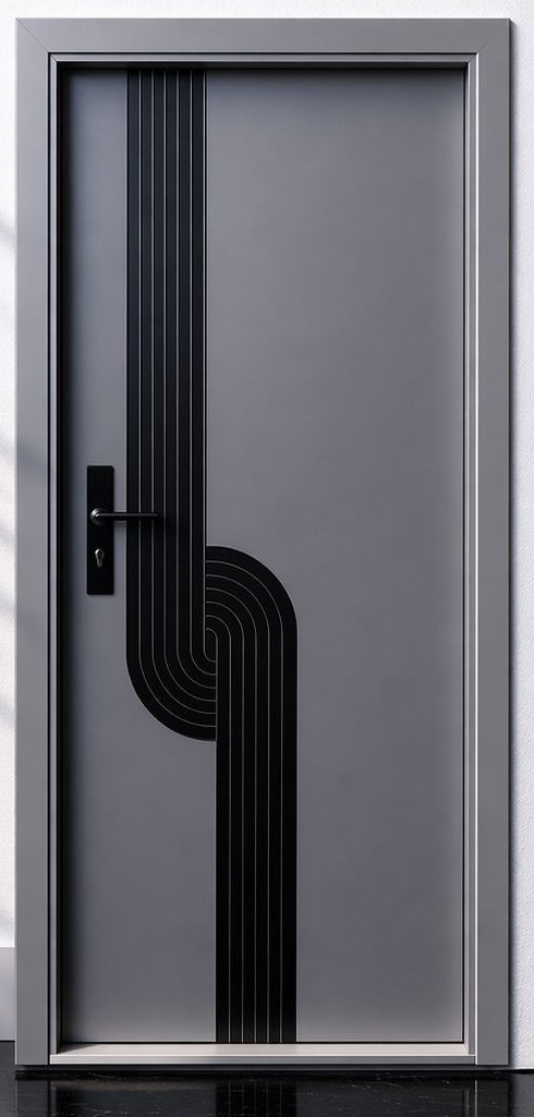 Grey Turkish door with black capsule shaped groove detail