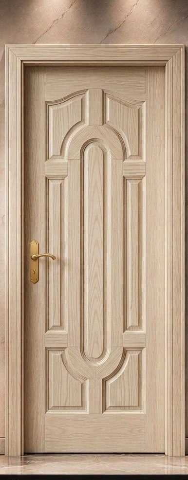 Cream oak Malaysian door with a tall oval centre panel