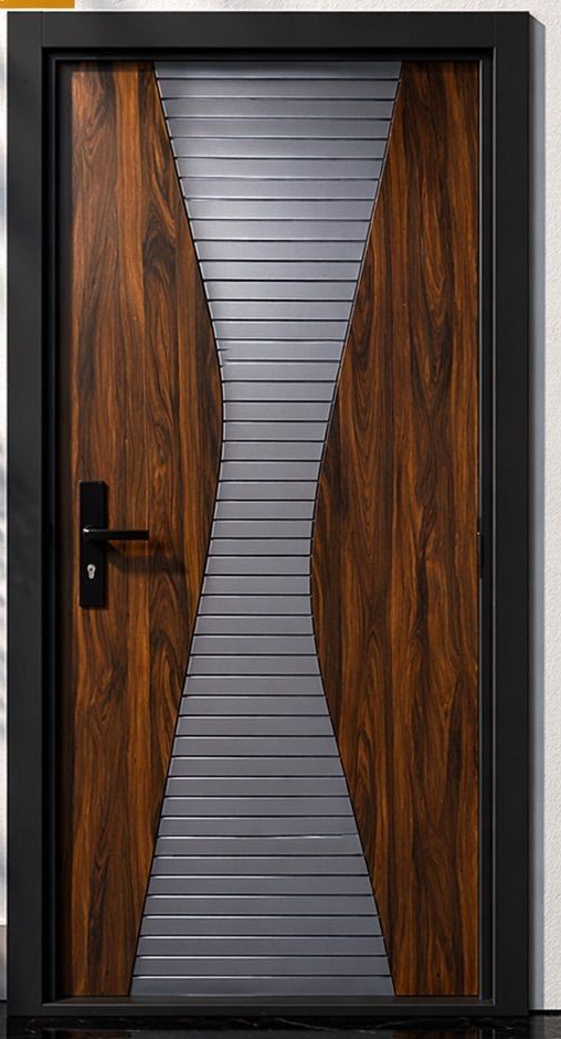 Turkish door with tapered slatted centre panel and walnut sides