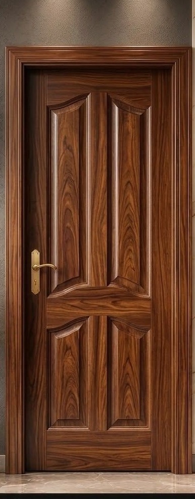Walnut Malaysian door with four raised arched panels
